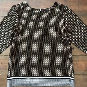 The Limited Navy and Orange 3/4 Sleeve Blouse